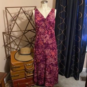 Maroon tropical summer dress
